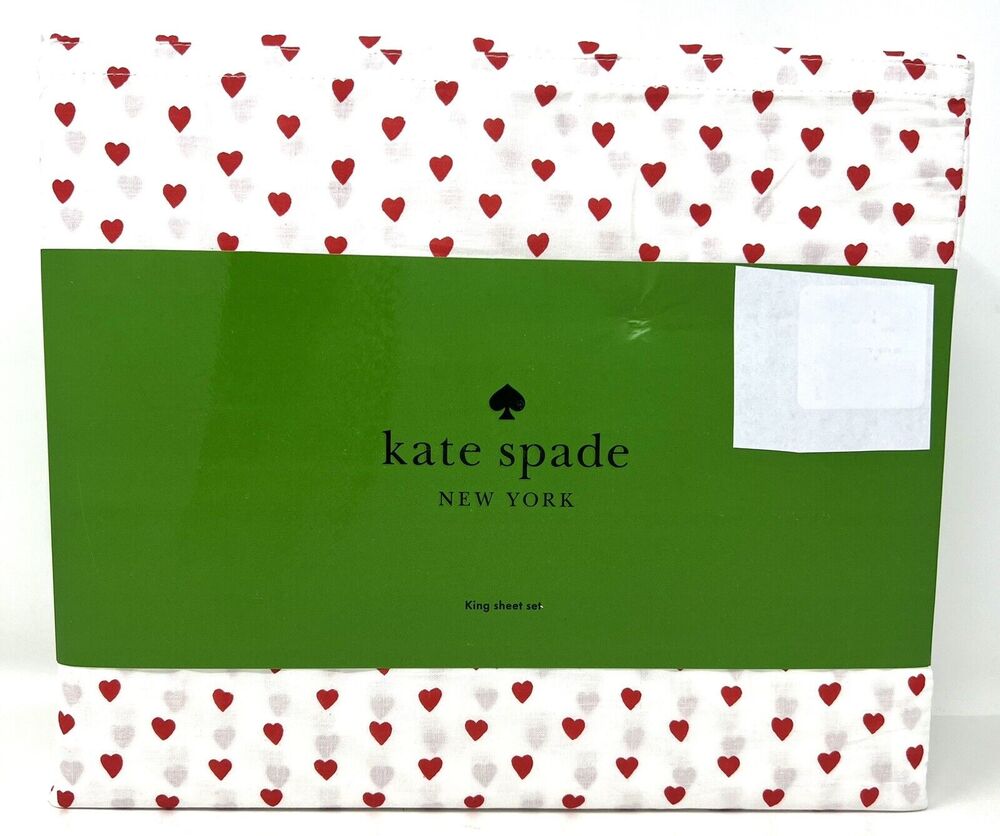 Kate Spade KING Heart Sheet Set Cotton Percale 4 Pcs *READ